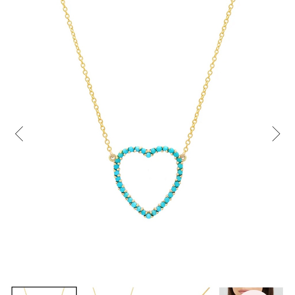 Jennifer Meyer Turquoise Open Heart 14K Pendant Necklace